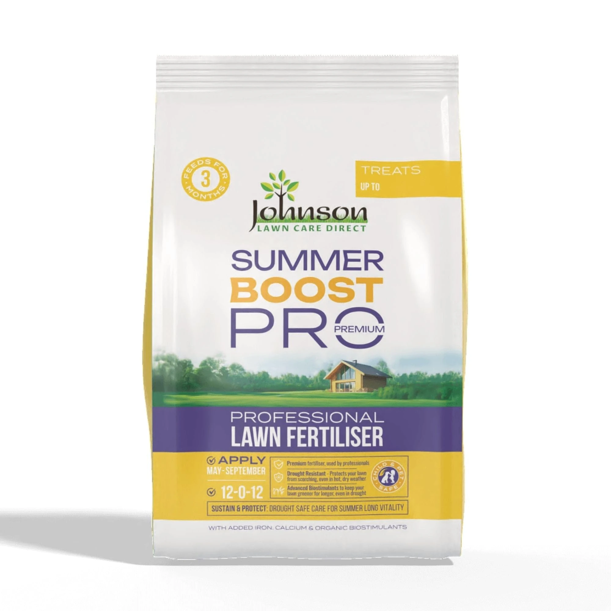 Professional Grade Summer Lawn Fertiliser - Summer Boost Pro - [12:0:12] High Nitrogen Lawn Feed : Pro Grade Pet Friendly Fertilizer - Long lasting - Feeds up to 200m2 for 3 months