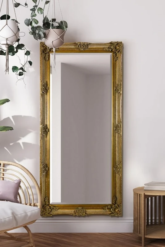MirrorOutlet Full Length Gold Ornate Wall Mirror 168 x 78cm – Large Decorative Leaner – Vintage Dressing Style for Bedroom, Hallway or Living Room – Portrait or Landscape Hanging