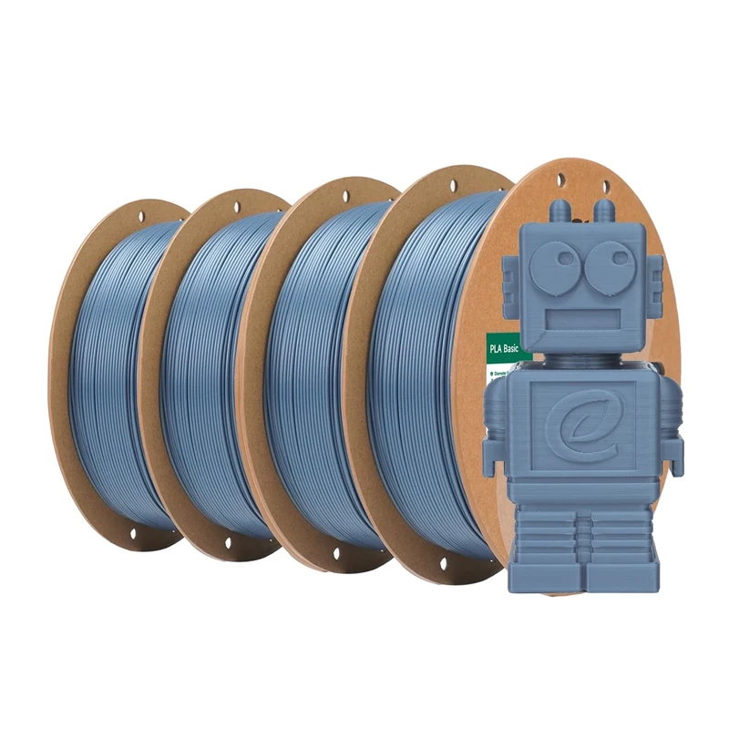 eSUN PLA Filament 1.75mm, PLA Basic 3D Printing Filament Dimensional Accuracy +/- 0.05mm, 1KG per Spool, 4 Spools for 3D Printers,Grey