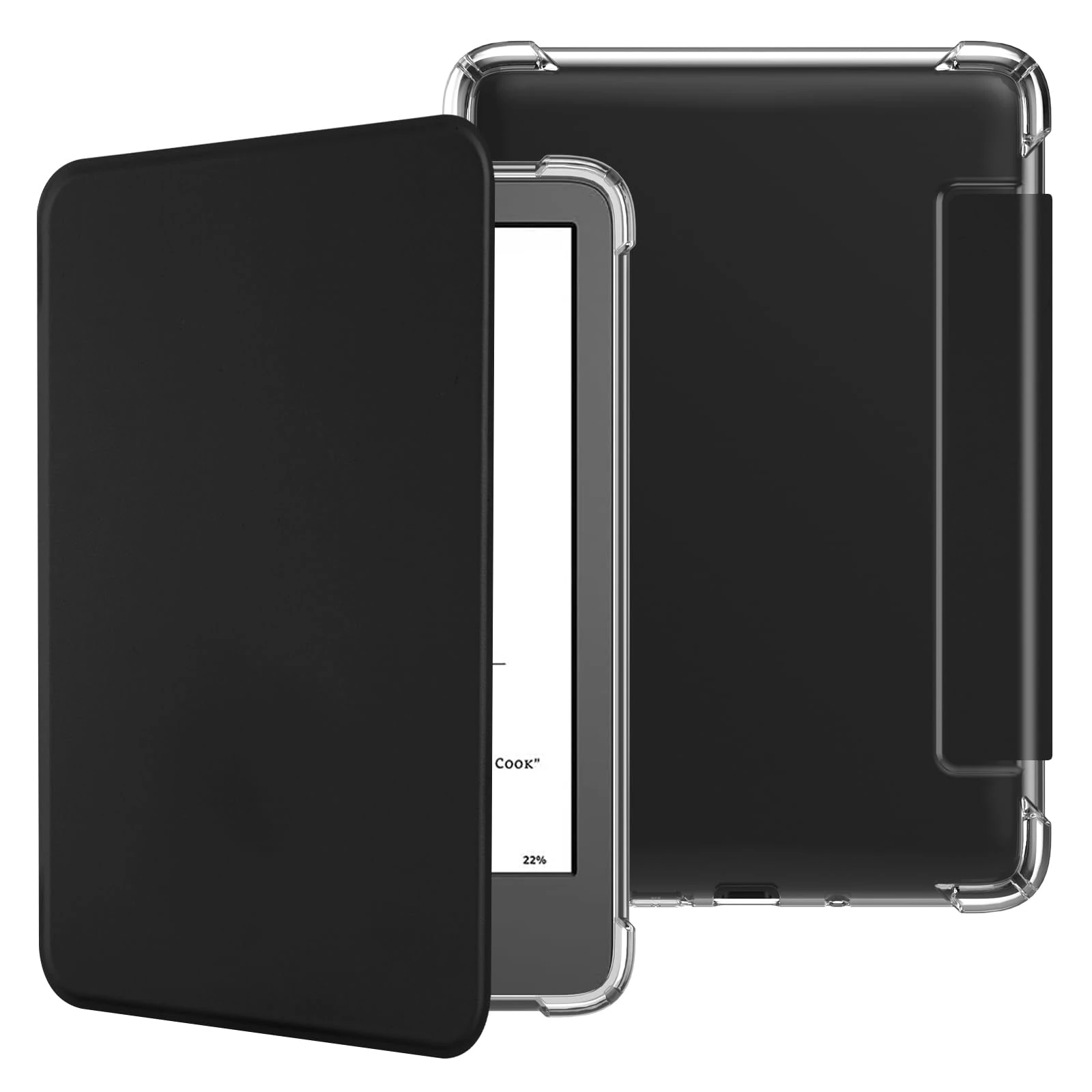 VOVIPO Case Clear Back With Cover for 6" All-New Kindle (11th Generation-2024/2022 Release), Ultra Slim Clear Soft Flexible Transparent TPU Back Cover with Auto Wake/Sleep-New Black