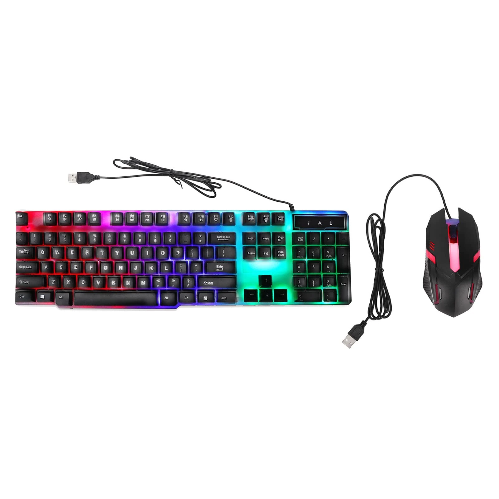 Mtlavishness Gaming Keyboard Mouse Combo Ergonomic Design With Colorful Backlight For Home Gaming Room And Office 104 Keys USB Wired ABS Material 5 Million Key Life