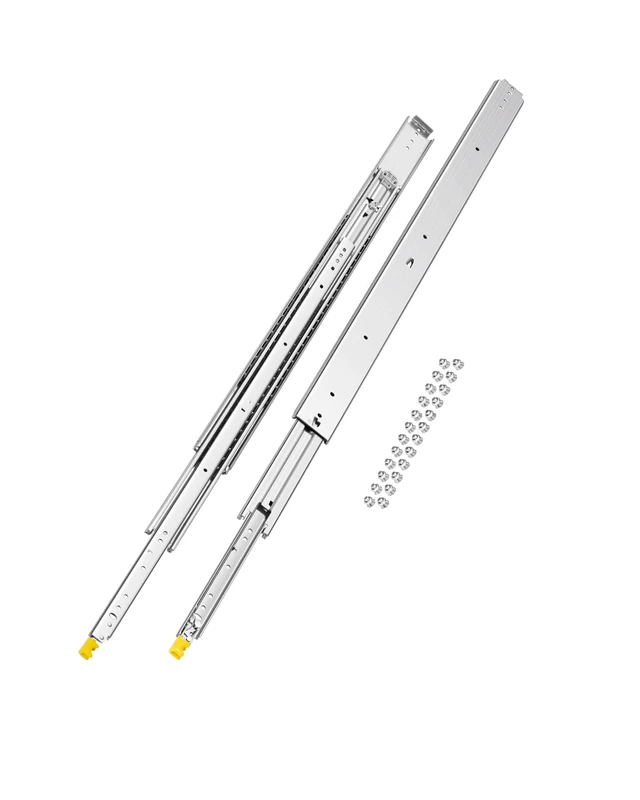 VEVOR 1 Pair Full Extension Drawer Slides 18 20 22 28 30 32 36 38 40 44 48 52 56 60 in, 500 lbs Load Capacity Locking Drawer Slides, Ball Bearing with Lock Side Mount Drawer Slide Rail