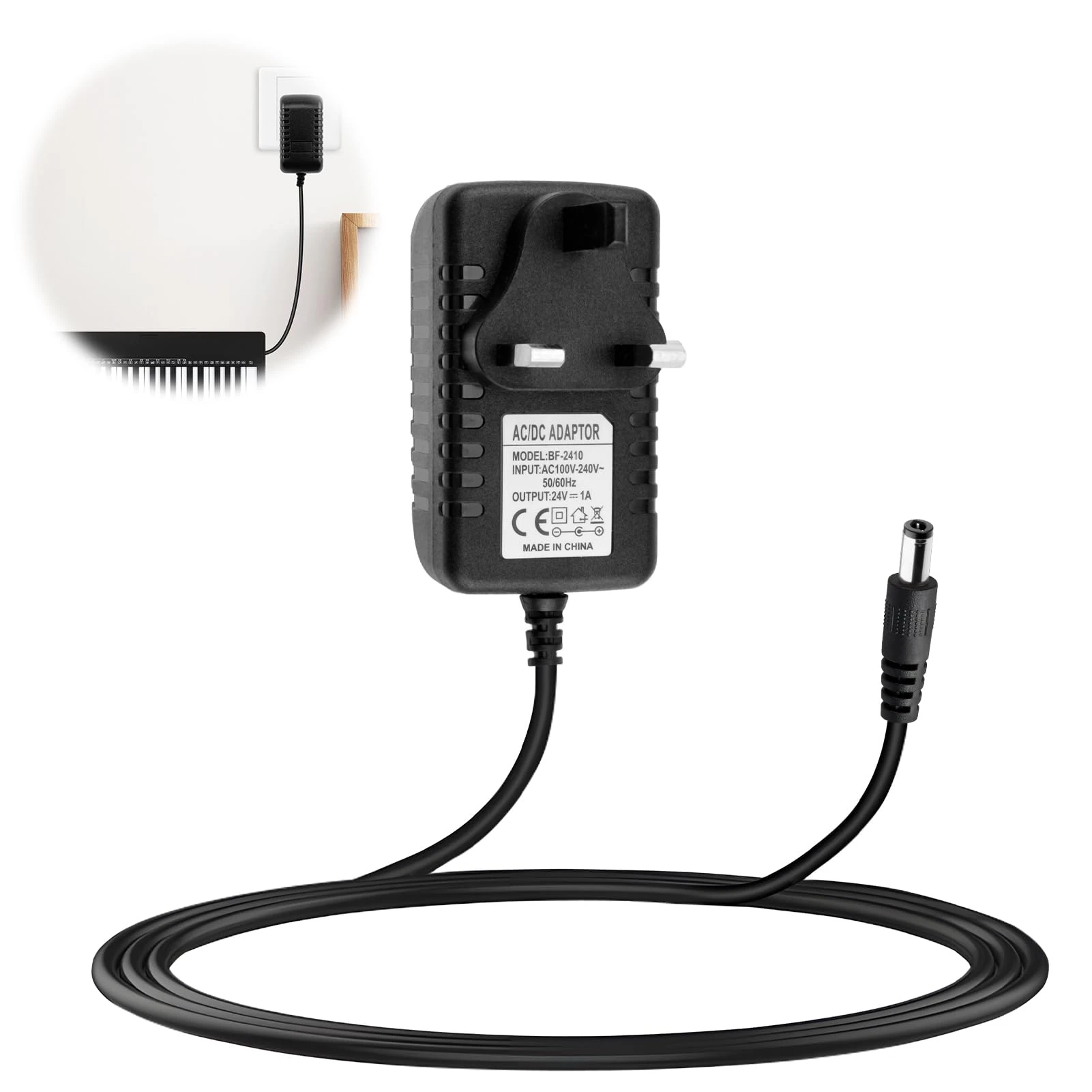 24V Power Supply Adapter, 100-240V 50/60Hz AC to DC Wall Mount Charger with 5.5mmx2.1mm Plug for LED Strip Lights Wireless Router Speakers CCTV Monitor Submersible Pumps (1A 24W)