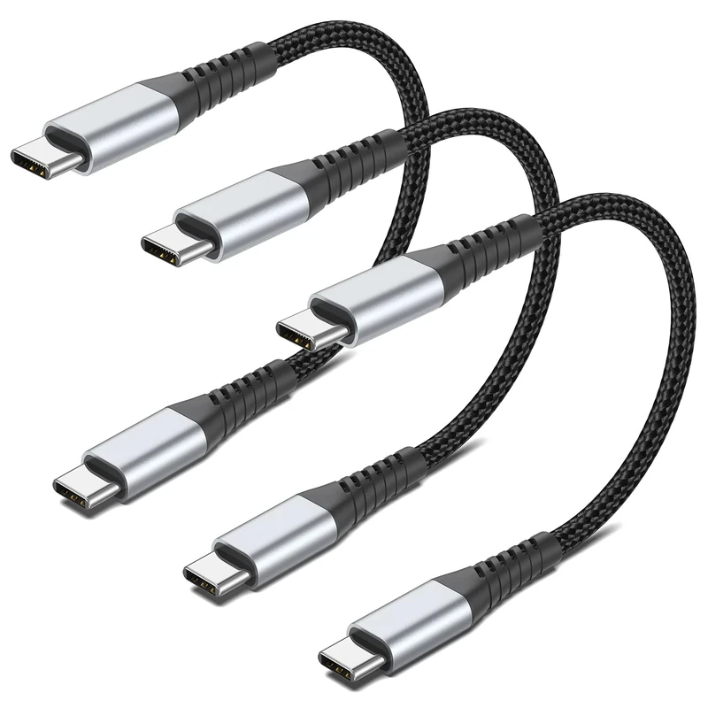 Short USB C to USB C Cable [15CM, 3Pack], 60W 3A PD Fast Charging USBC to USBC Cable Short Braided Type C to Type C Charger Cord for iPhone 16 15, Galaxy S23 S22 S21, Macbook Pro/Air, Pixel