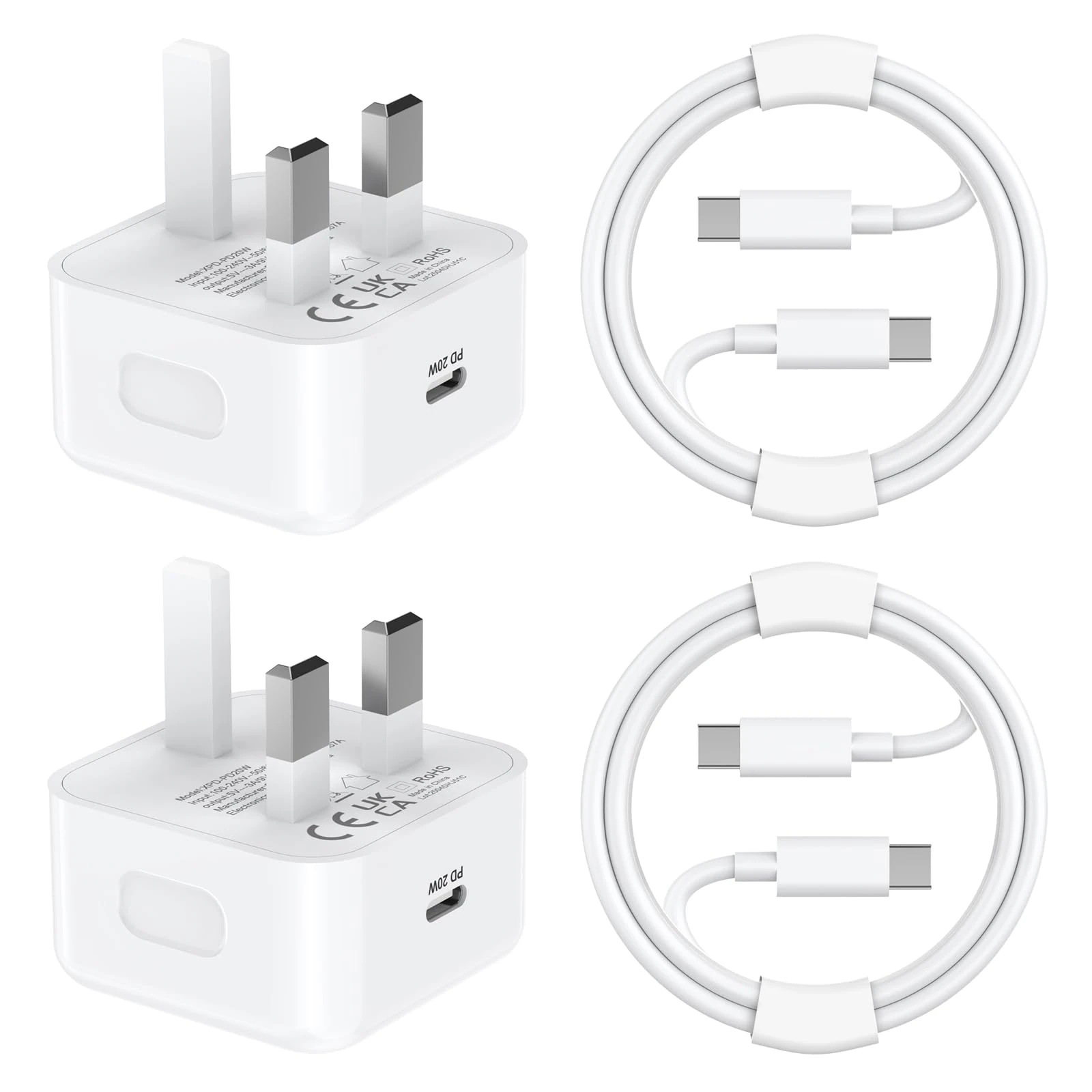 for iPhone 17 16 15 Charger, 2 Pack [MFi Certified] PD 20W USB C Charger Fast Charging Plug with 6FT USB C to C Charging Cable for iPhone 17/17 Pro/17 Pro Max/Air/16 15 Pro Max, USBC UK Power Adapter