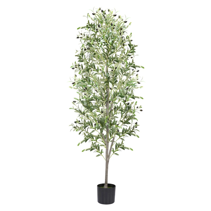 Alyvisun Faux Tree with Lifelike Olive Leaves & Stable Cement Weight Thickened Bottom Base, Green, 180cm