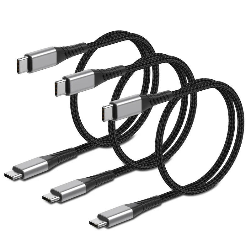 PEAKLIFT Short USB C to USB C Cable [50CM, 3Pack], 60W 3A PD Fast Charging USBC to USBC Cable Short Braided Type C to Type C Charger Cord for iPhone 16 15, Galaxy S23 S22 S21, Macbook Pro/Air, Pixel