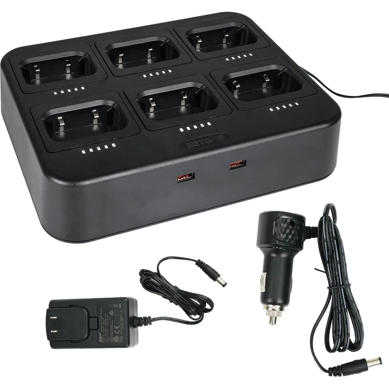 Retevis RT86 Walkie Talkies Charger Six-Way, Efficient Charging for RT86 RT86A RT86S Walkie Talkie Charger with LED Indicator, for Security, Construction, Transportation and Warehouse Teams(1Pack)