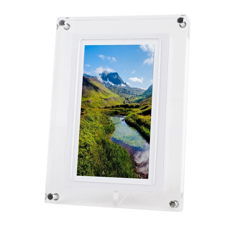 7 Inch Digital Photo Frame with LED Ambient Light and 4GB Memory for Home and - Auto Rotate Acrylic Video Frame