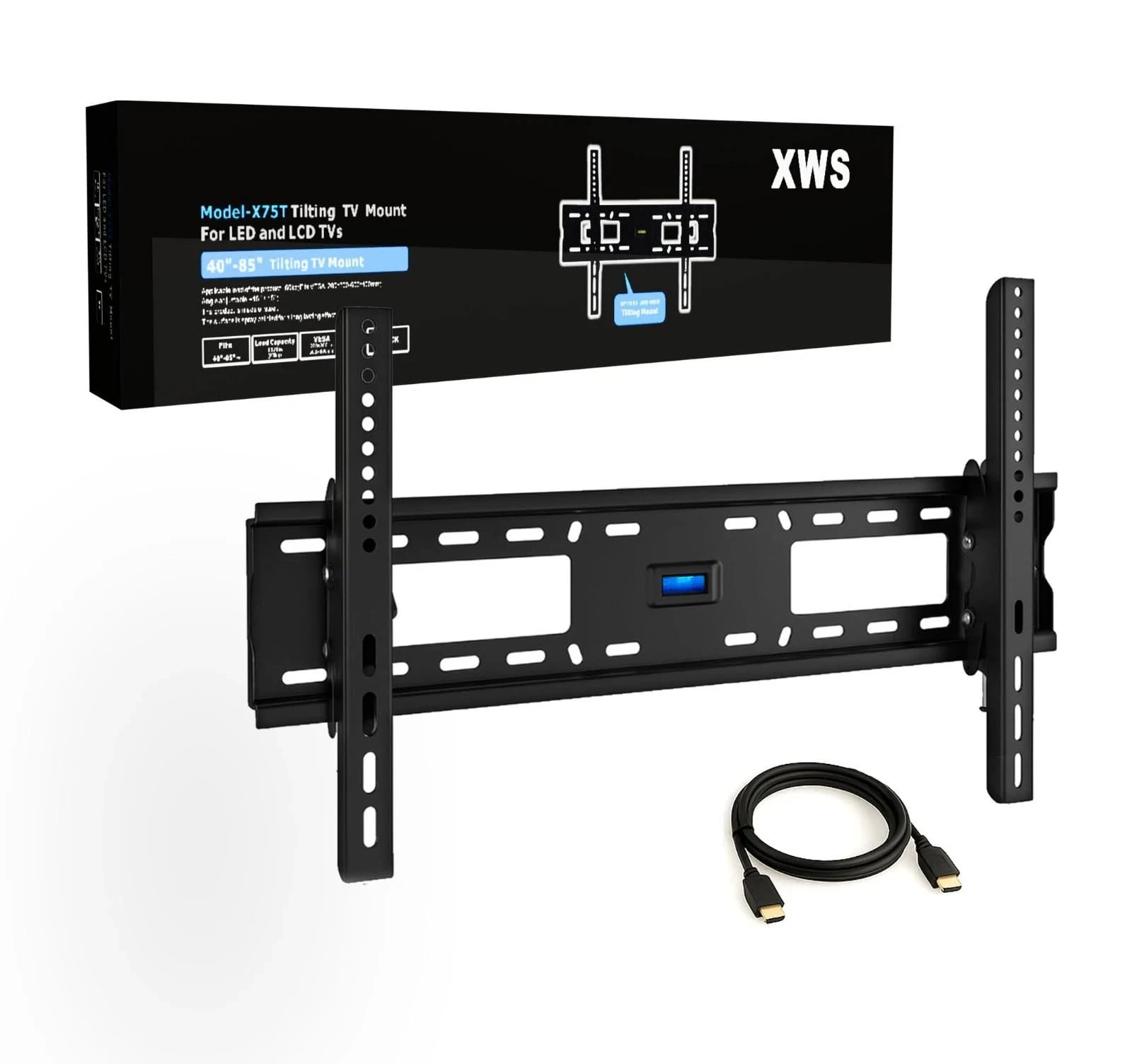 X75T TV Wall Bracket for 40–85 Inch TVs up to 60kg – Heavy Duty Bracket Tilt Slim Mount with HDMI Cable, VESA up to 600x400mm, Fits LED, LCD, OLED & Flat Screen TVs