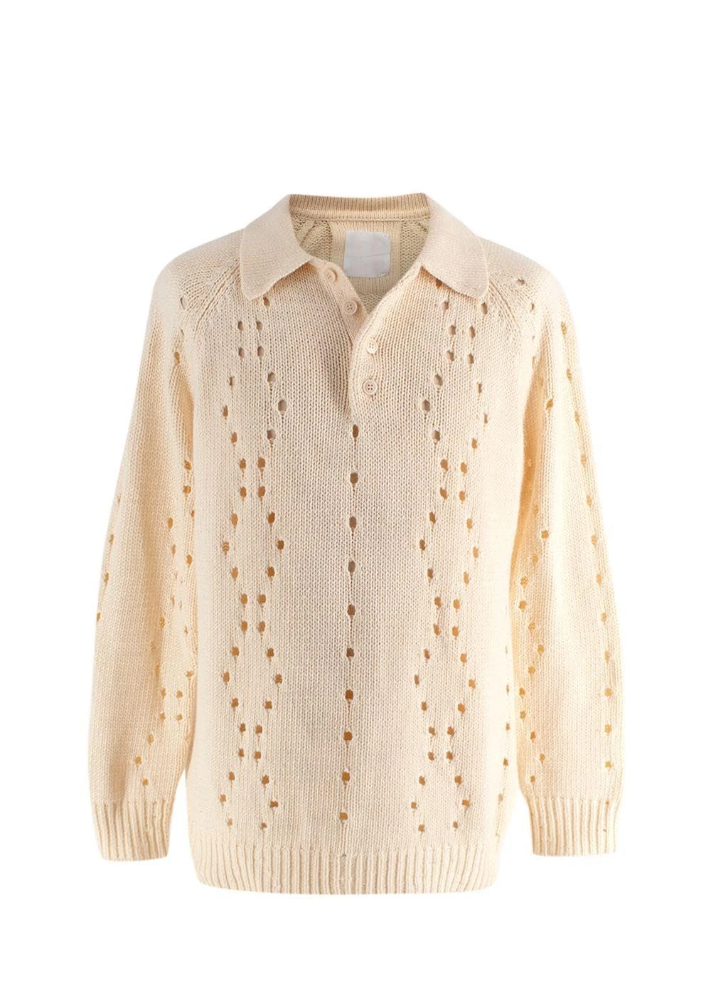 Givenchy Pre-Loved Men's Buttermilk Cashmere Knit Long Sleeve Polo