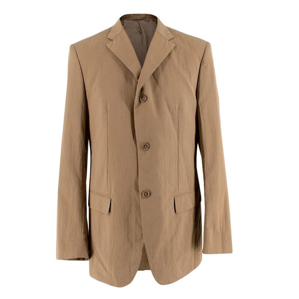 Jil Sander Pre-Loved Men's Brown Textured Single Breasted Blazer