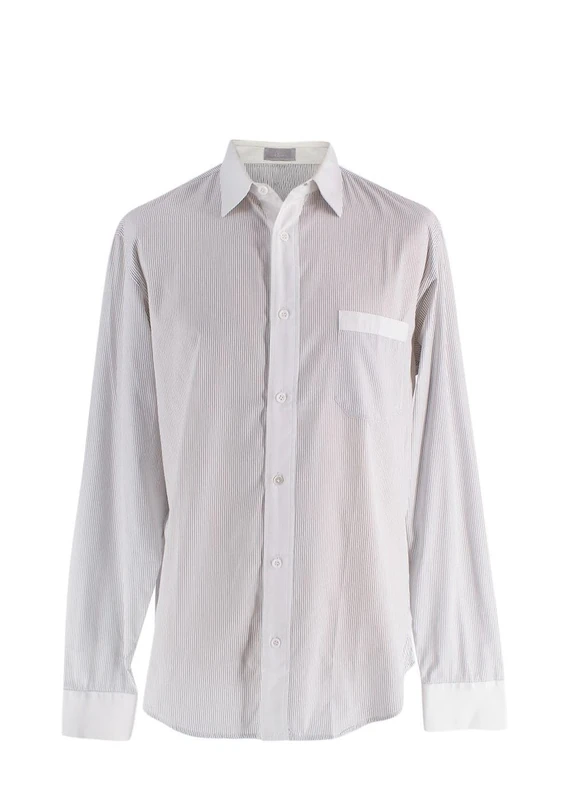 Dior Pre-Loved Men's Black and White Pinstripe Shirt