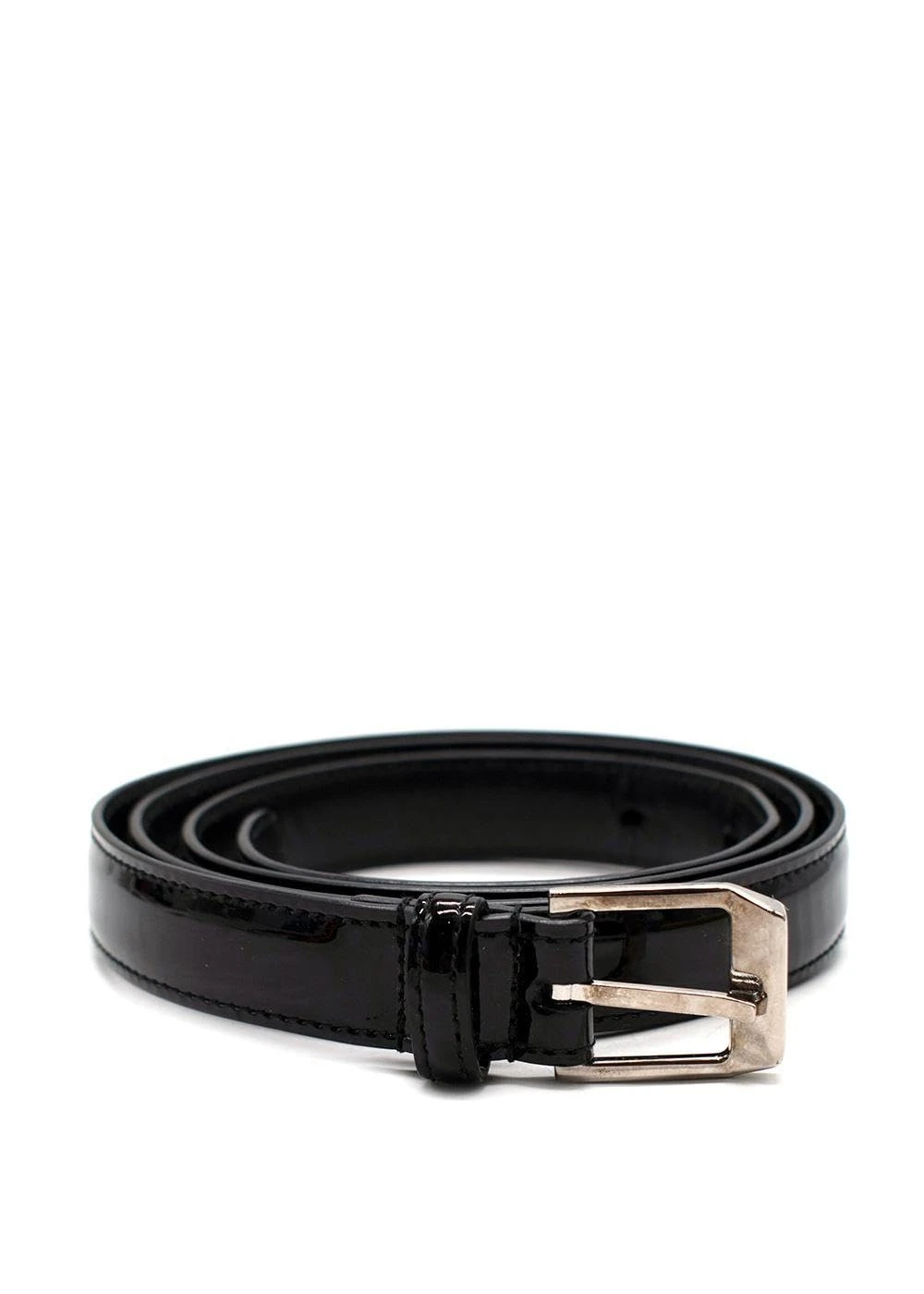 Saint Laurent Pre-loved Men's Black Patent Leather Slim Belt 95