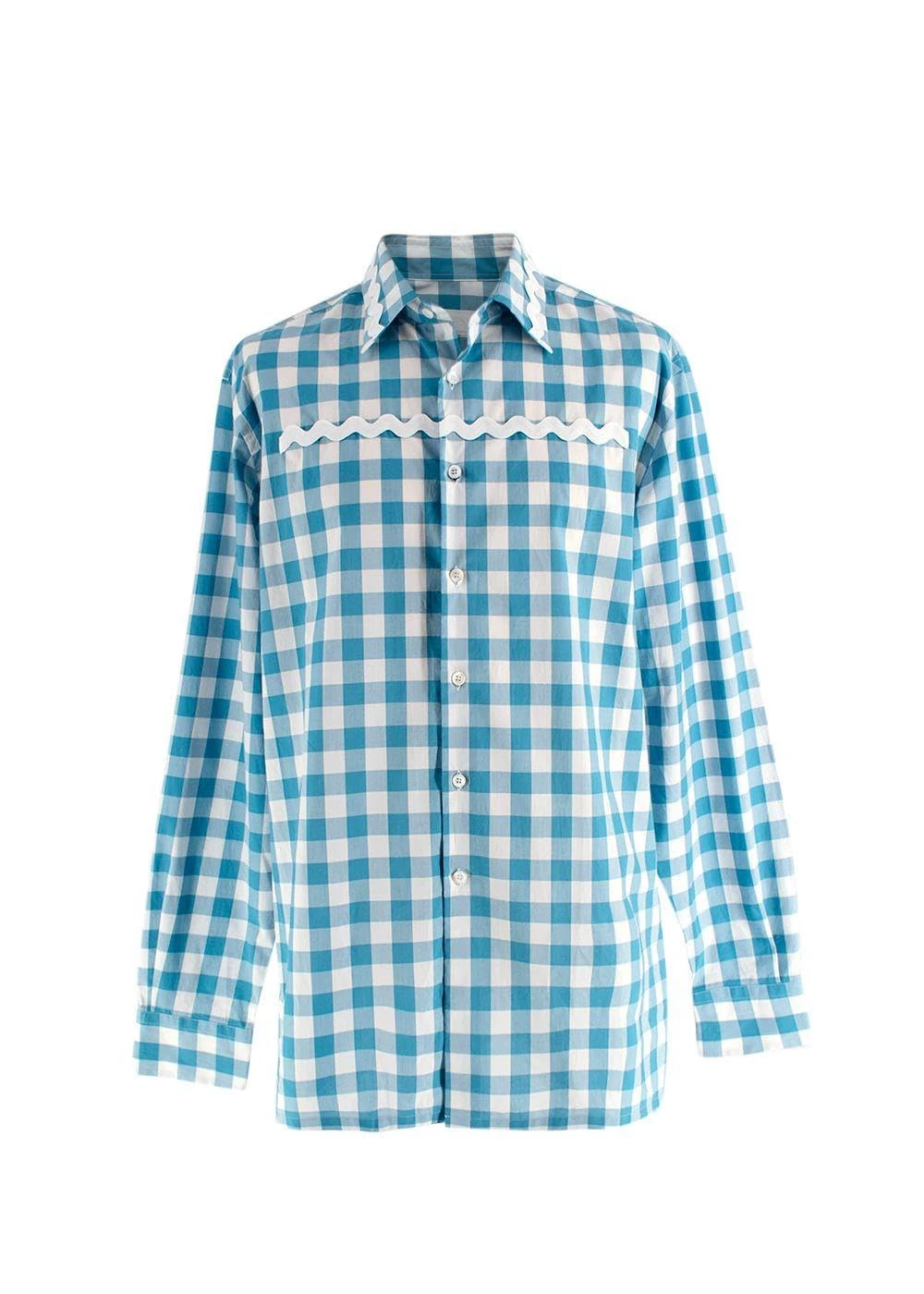 Prada Pre-Loved Men's Blue Gingham Long Sleeve Shirt