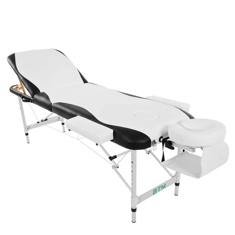 Ball & Cast Lightweight Aluminium Massage Table Couch Bed, Portable PU Leather Tattoo SPA-Bed, Folded&Adjustable Massage Salon-Bed with Headrest Arm Support, Easy to Carry&Store, White