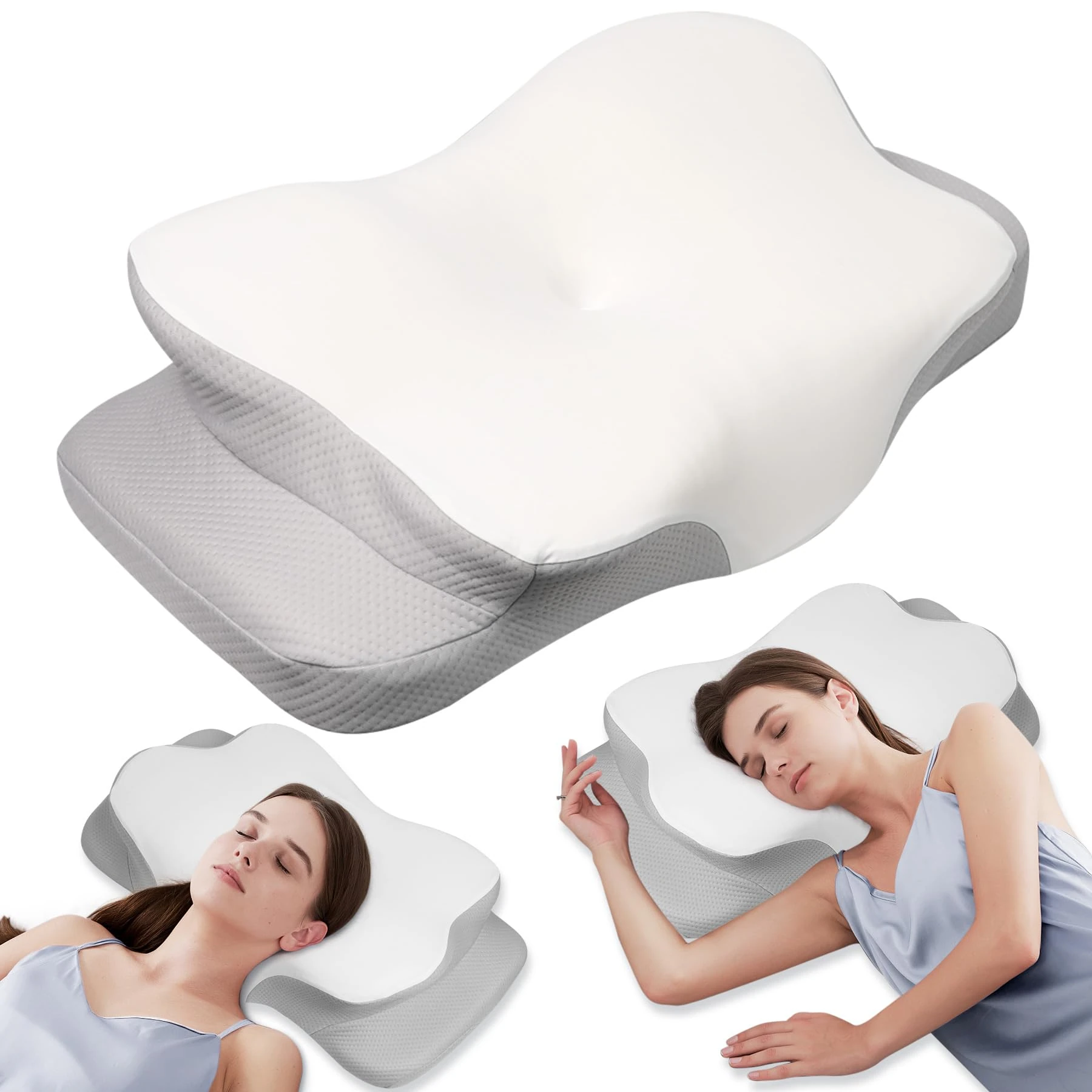 MULISOFT Memory Foam Pillow, Comfortable Pillow, Supportive Neck pillow, Ergonomic side sleeper pillow (white)