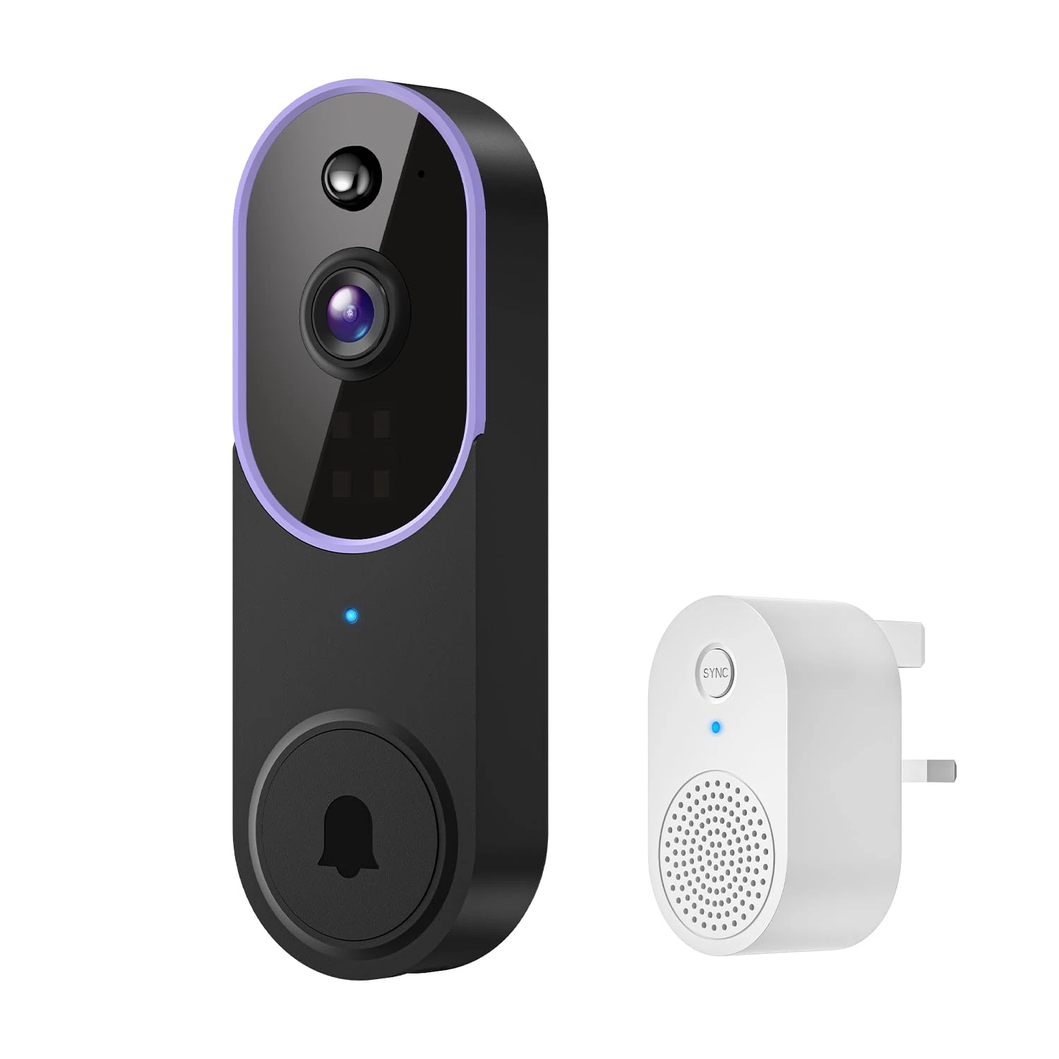 Wireless Smart Video Doorbell with Live View, AI Human Detection, 2-Way Audio, Night Vision, Doorbell Receiver, Cloud Storage (Sold Separately), 2.4G WiFi, Cloud Storage Sold Separately (Purple)