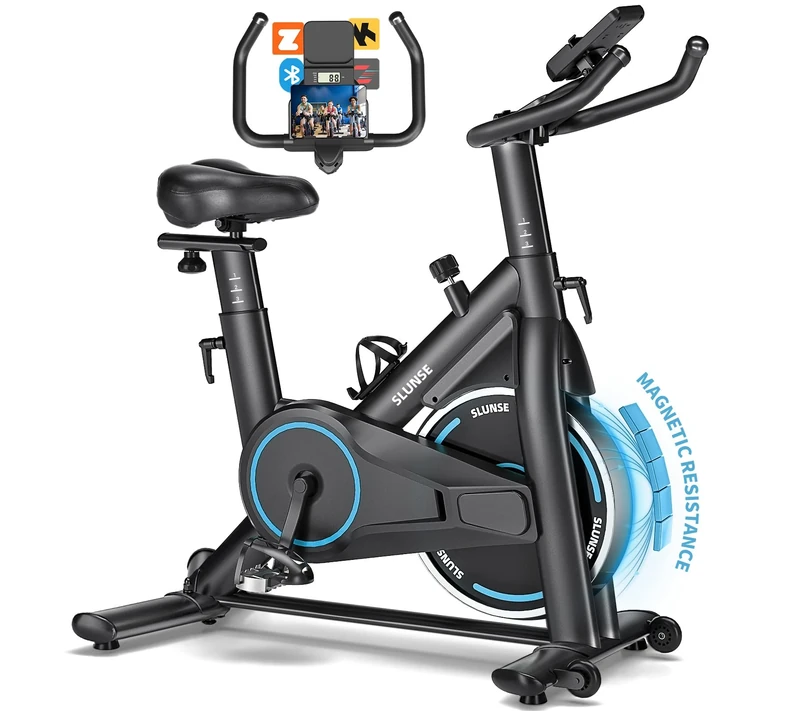 Exercise Bike, Adjustable Magnetic Resistance Brake Spin Bikes Equipment for Home Use, Stationary Bike with Digital Monitor & Tablet Holder, Upgraded Seat Cushion, 180KG Weight Capacity