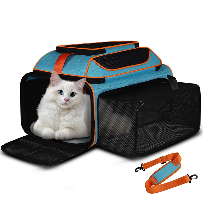 Petskd Expandable Pet Carrier Top & Side Carrier 19" x 13" x 9" Southwest Allegiant Airlines Approved, Soft Side Carrier for Small Dogs Under 12 lbs and Large Cats