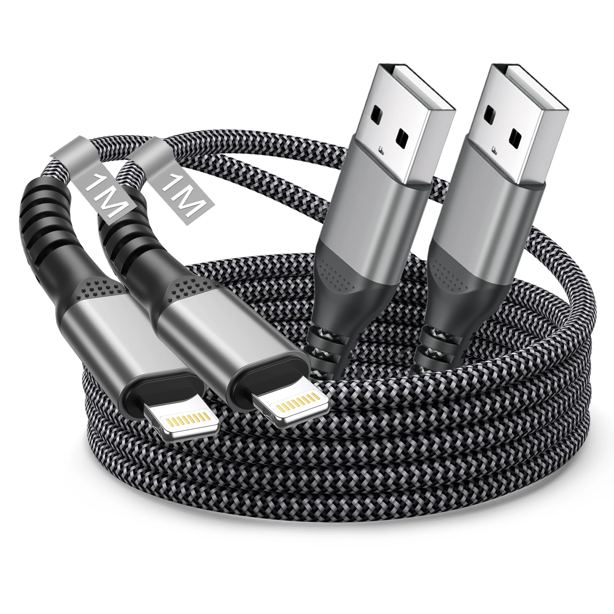iPhone Charger Cable 1M 2Pack, USB to Lightning Cable 1M MFi Certified Apple iPhone Charging Cable Fast Charge i-Phone Lead Wire for Apple i-Phone 14 Pro Max/13 Pro/13 Mini/13/12/11/XS/XR/8/7/SE,iPad