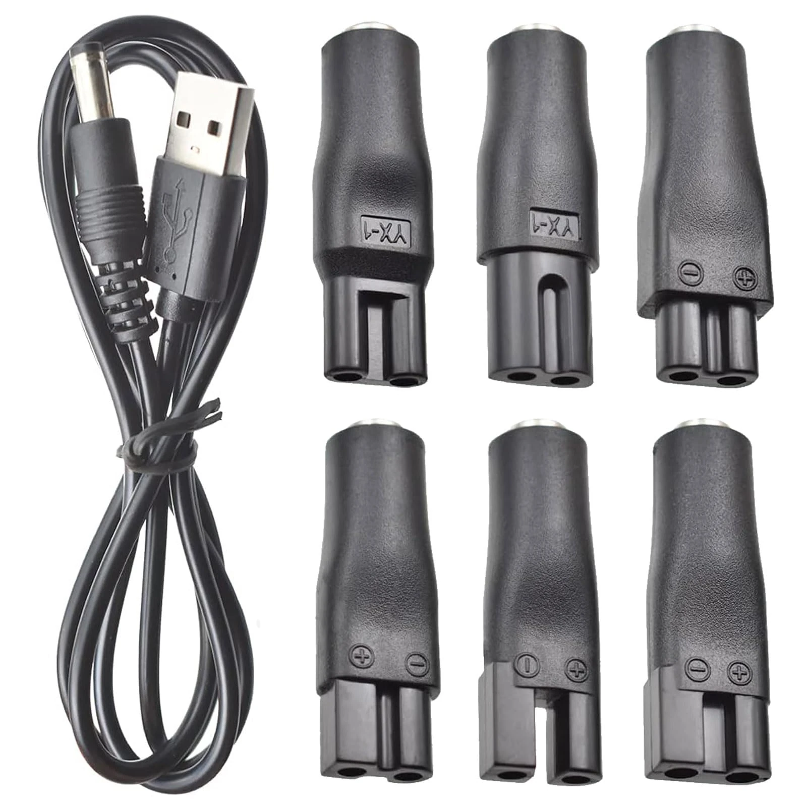 YIAJIA 7Pcs Shaver Charger Kit - 5V USB Power Cord Replacement for Electric Hair Clippers, Beard Trimmers, Shavers, Beauty Instruments, Desk Lamps, Purifiers