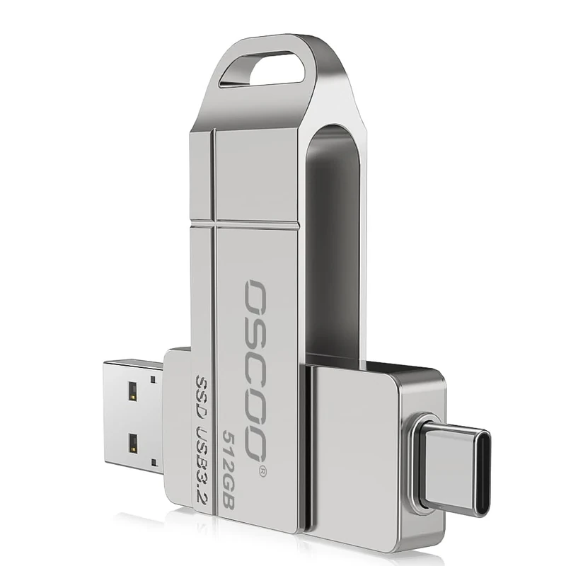 OSCOO 512GB USB Flash Drive,Up to 550MB/s–USB 3.2 Gen1 High-Speed Thumb Drive, Dual USB-C & USB-A Ports, Compatible with iPhone 15/16/17, Android Phones, Mac – Photo & Video Backup