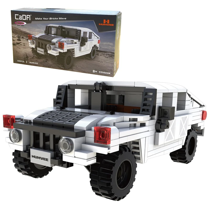JAMARA 402853 CADA Humvee 1:24 Bricks, Toy Car from 8 Years, Children's Technology Boys Toys, Gift Idea for Children, Set of Clamping Blocks, Detailed Tailgate Manual