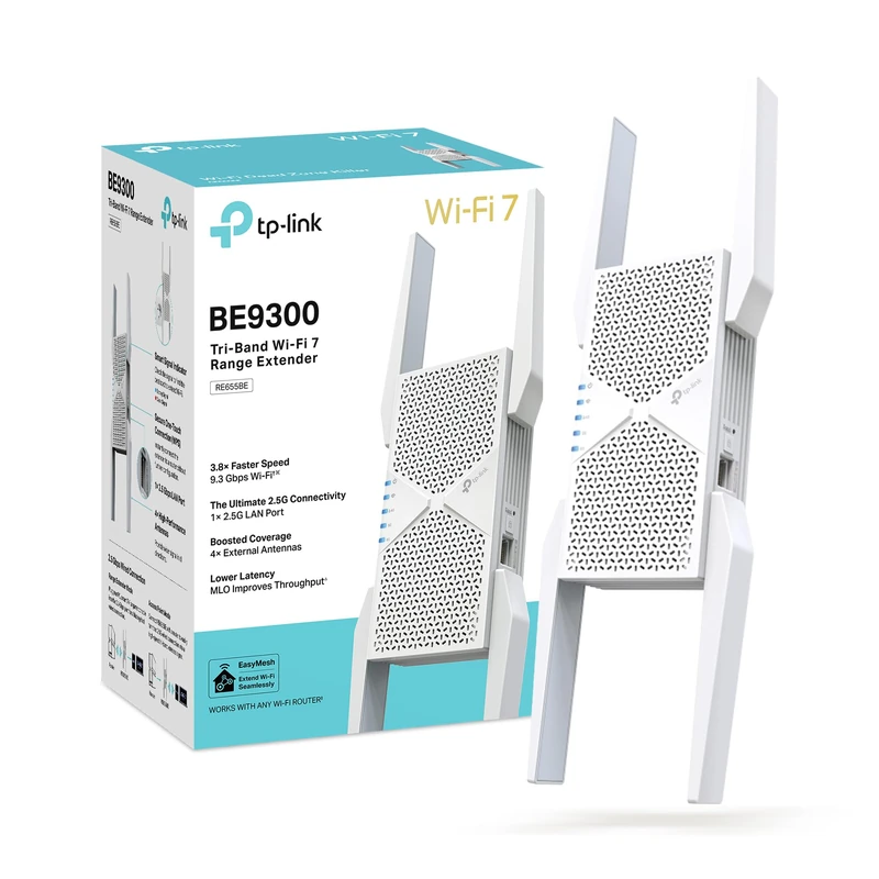 TP-Link RE655BE BE11000 WiFi Extender Booster,WiFi 7 Tri-Band WiFi Booster with Ethernet Port,WiFi Extender with MLO/4K-QAM/Roaming,EasyMesh Internet Booster,APP control - Image 1