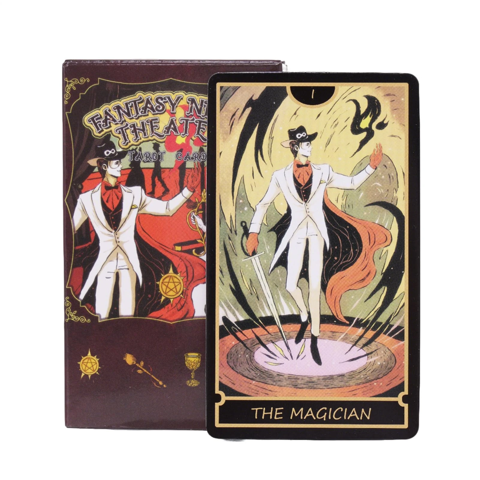 Tarot Cards Deck, 78 Cards Fantasy Night Theater, Fortune Telling Family Game, Fate Divination, Ideal for Spiritual Practices, Meditation, and Card Collectors, 4.13 x 2.48 inches