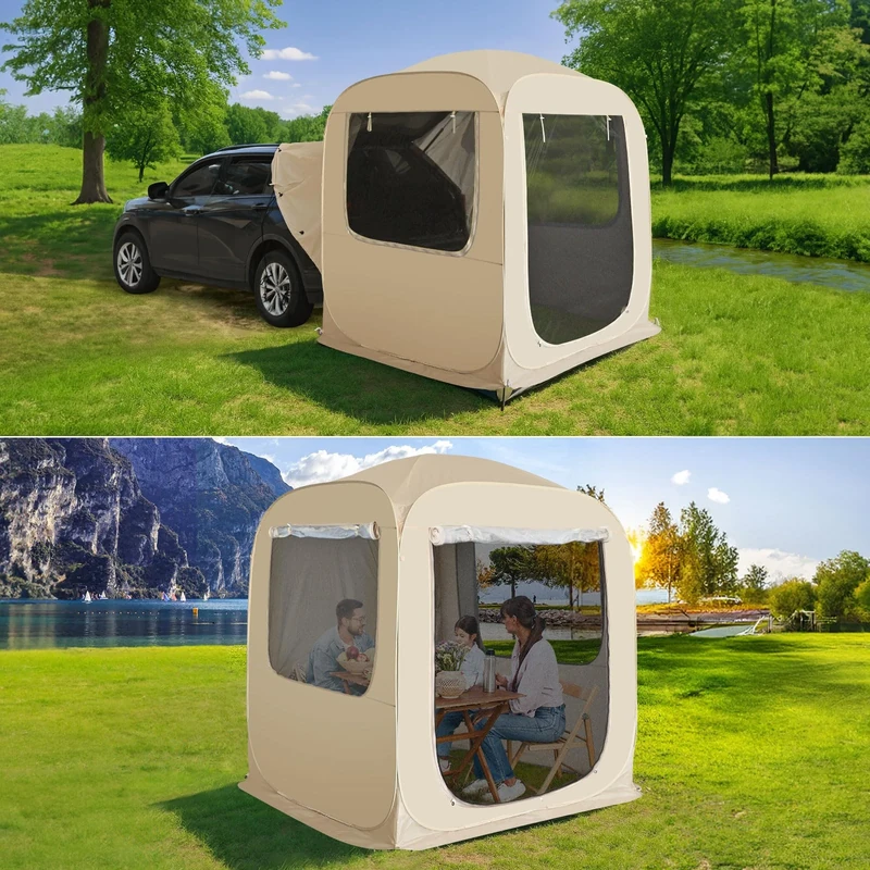 Alvantor Pop Up Screen House, 4 in 1 Outdoor Camping Tent,6'x6'Screen Room with Mosquito Netting &Waterproof PVC, SUV Tent with Carry Bag, Instant UV Resistant Sun Shelter for Garden, Patio, Backyard