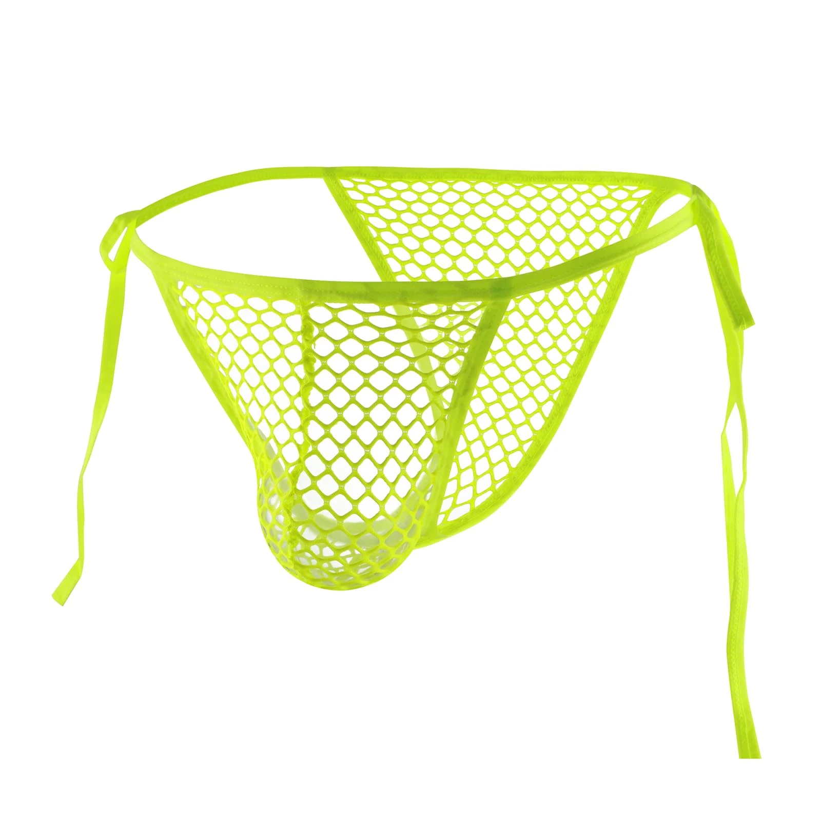 Men's Sexy Mesh Underwear Thongs Lingerie See Through Fishnet Bulge Pouch Bikini Briefs Breathable Side Tie G-Strings Jockstrap Sissy Low Rise Stretch Panties Adjustable Hollow Underpants Boxer Shorts