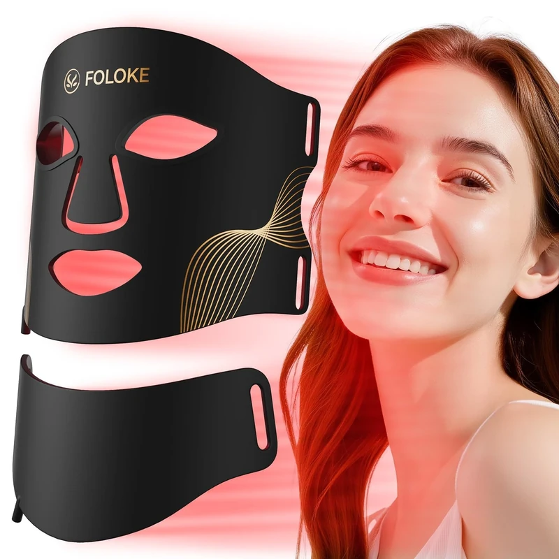 FOLOKE LED Light Therapy Mask Skin Care ， LEDs face mask & neck mask Red - Wavelength for Home Use, – Advanced Skincare Made Easy