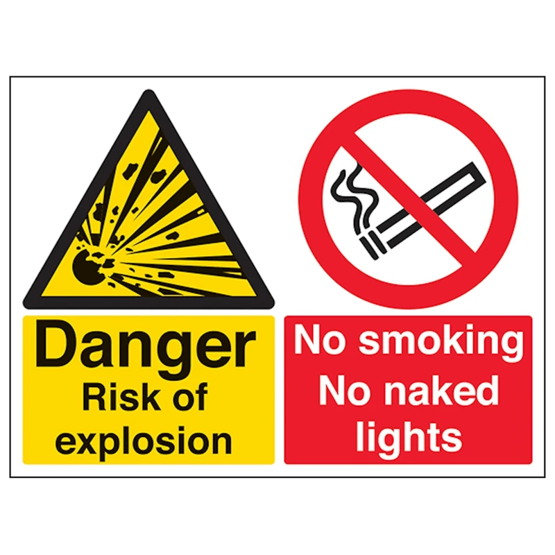 V Safety Danger Risk Of Explosion - Large Landscape 600 x 450 mm - Glow In The Dark Self Adhesive Vinyl Safety Sign