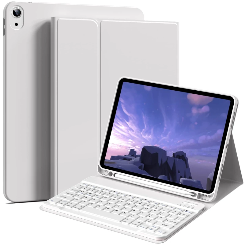 BFGTSJF Keyboard Case for iPad (A16) 11th Generation 11 Inch (2025), iPad 10th Generation 10.9 inch 2022, Detachable Wireless Bluetooth Keyboard Case Lightweight Slim with Pencil Holder, Gray