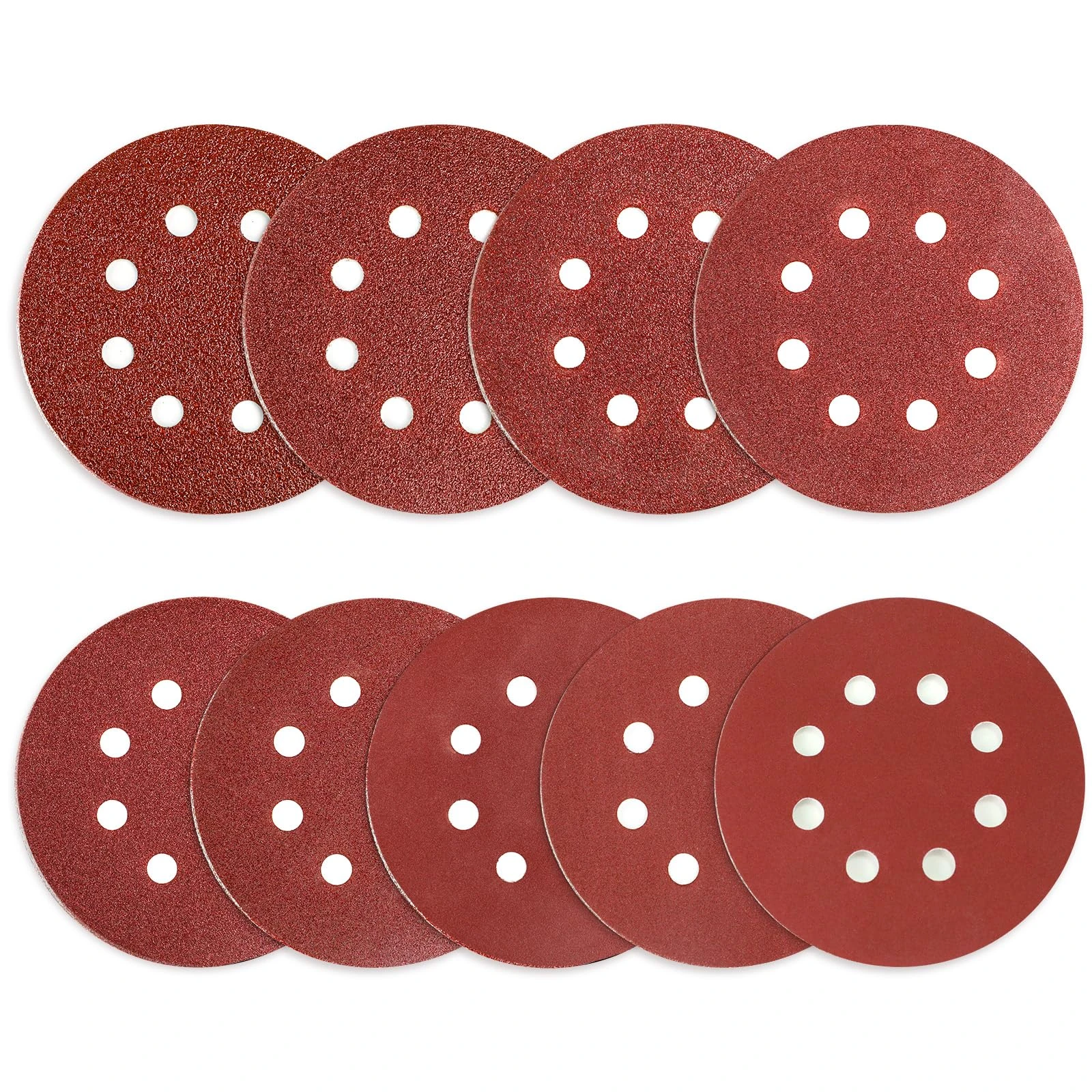 AUGOLA 90Pcs Sanding Discs Pads, Hook and Loop 40 60 80 100 120 150 240 320 600 Mixed Grits 125mm Sandpaper Sheet for Random Orbital Sander, 8-Holes