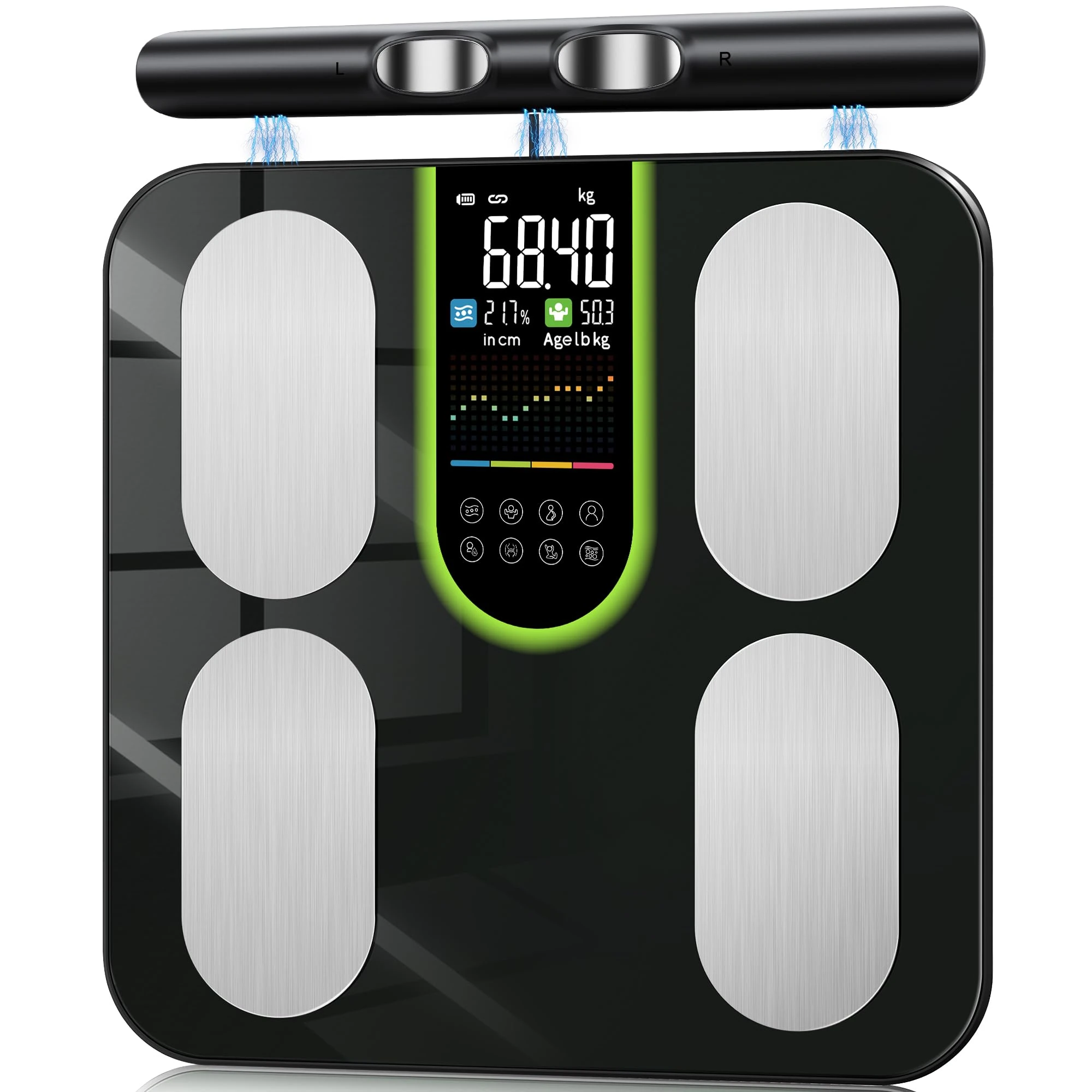 Scales for Body Weight, Digital Body Fat Scales with 8 Electrodes, 58 Body Datas Smart Scales with App, Bluetooth Full Body Composition Scale for BMI, Muscle Mass, BMR, Large LCD Display, 180kg/400lb