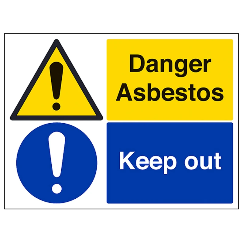 V Safety Danger Asbestos/Keep Out - Large Landscape 600 x 450 mm - Glow In The Dark Self Adhesive Vinyl Safety Sign