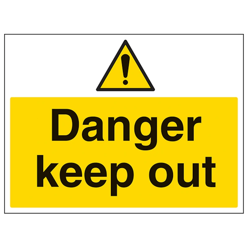 V Safety Danger Keep Out - Large Landscape 600 x 450 mm - Glow In The Dark Self Adhesive Vinyl Safety Sign