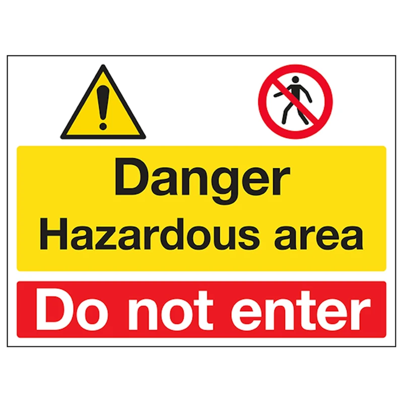 V Safety Danger/Hazardous Area/Do Not Enter 600 x 450 mm - Glow In The Dark Self Adhesive Vinyl Safety Sign