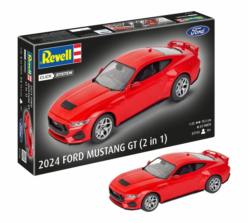 Revell 07743 2024 Ford Mustang GT Click System 1:25 Scale - Unbuilt/Unpainted Plastic Model Kit
