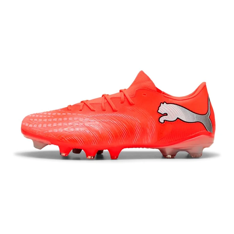 PUMA Unisex Future 9 Match Fusion Firm Ground/Artifical Ground Football Boots, Glowing Red-PUMA White-PUMA Black-PUMA Silver, 5.5 UK