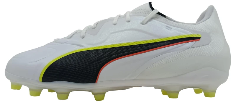 PUMA Unisex King 20 PRO Firm Ground/Artifical Ground Football Boots, PUMA White-Glowing Red-Yellow Alert, 7 UK