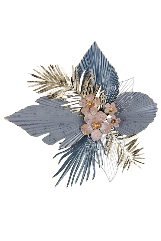 GILDE Merida Wall Relief Metal Grey Leaf 86 x 88 x 10 cm Wall Decoration Art Decoration Living Room - Image 1