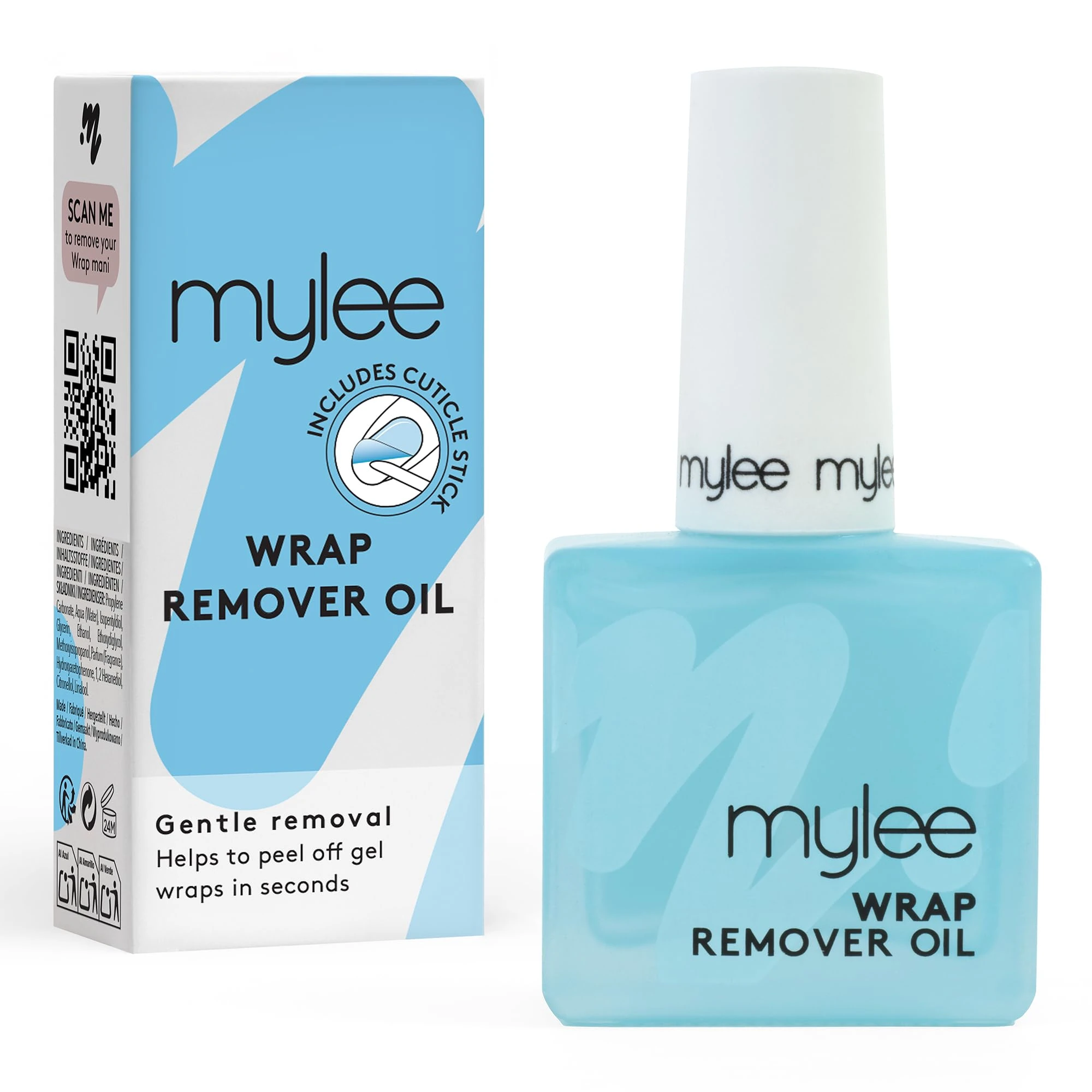 Mylee Wrap Remover Oil 15ml– Gentle, Quick Gel Nail Wrap Removal with No Acetone – Nourishing, Hydrating Formula for Healthier Nails – Damage-Free, Easy to Use, Vegan & Cruelty-Free