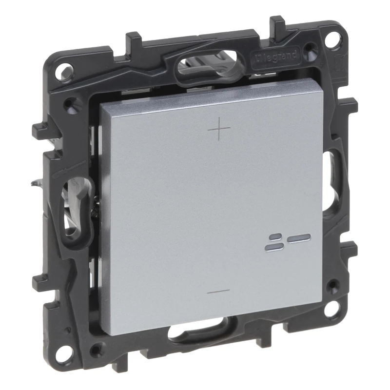 LEGRAND Universal push button regulator for flush installation, Niloé Step range, Aluminium colour, 398313A
