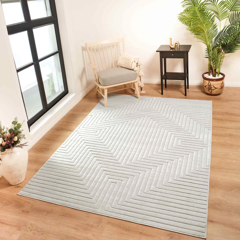 Livabliss Dallas Indoor Outdoor - Large Boho for Living Room 120x170 cm Dining, Kitchen Carpet, Patterned Neutral & Coloured, Waterproof, Stain Durable - White