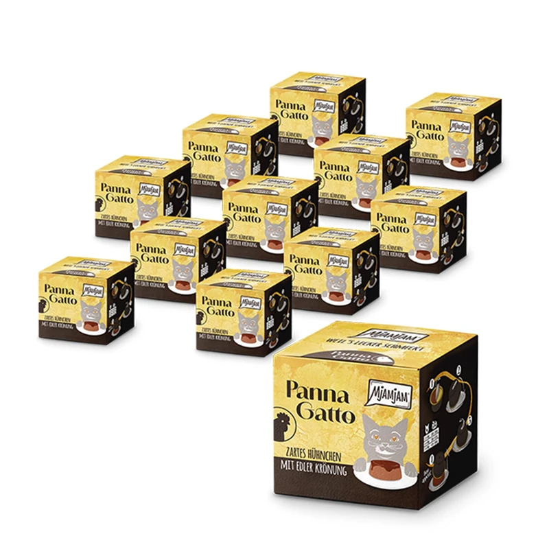 MjAMjAM - Premium wet food for cats - Panna Gatto - Tender chicken with an exquisite topping, 12 pack (2x80g), grain-free - Image 1
