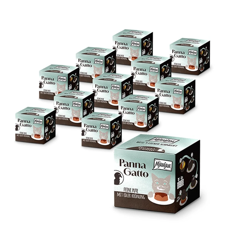 MjAMjAM - Premium wet food for cats - Panna Gatto - Fine turkey with an exquisite topping, 12 pack (2x80g), grain-free - Image 1