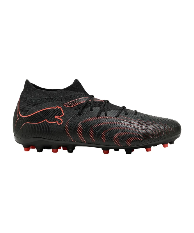 PUMA Unisex Future 9 Match MG Soccer Shoe, Black-Glowing RED-Strong Gray, 10.5 UK